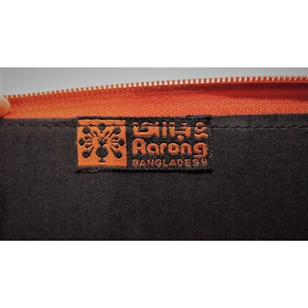 Aarong Bangladesh red embroidered clutch zip closure